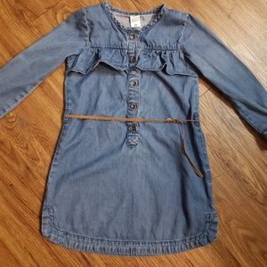 Girls Belted Denim Dress